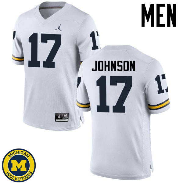 Mens Michigan Wolverines #17 Ron Johnson White Alumni Football Jersey